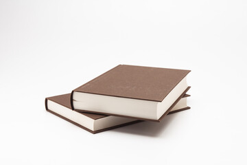 Brown color books on a white background