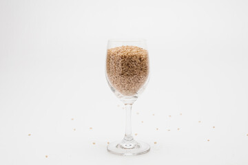 Brown rice, unpolished rice transparent cup
