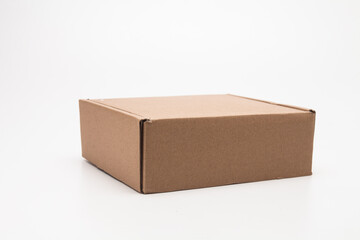 Cardboard Carry Box for Products On White Background Isolated