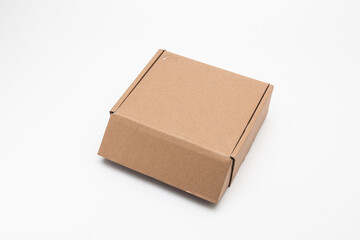 Cardboard Carry Box for Products On White Background Isolated