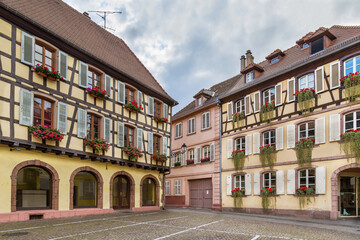 Street in Ribeauville, Alsace, France