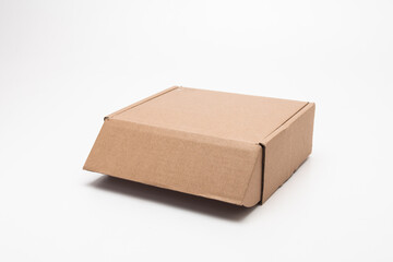 Cardboard Carry Box for Products On White Background Isolated