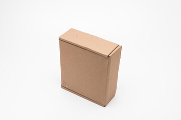 Cardboard Carry Box for Products On White Background Isolated