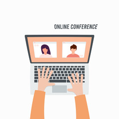 Video conference call. Online webinar. Vector illustration