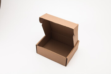 Open Cardboard Carry Box for Products On White Background Isolated 