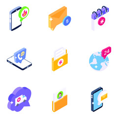 
Isometric Icons of Medical Services in Editable Designs
