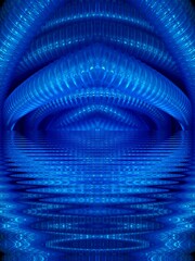 Obraz premium royal blue pvc plastic hose background transformed by reflection to unique abstract patterns and designs with ripple effect from water reflection
