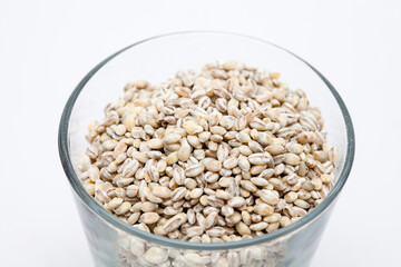 Unhulled barley transparent glass cup