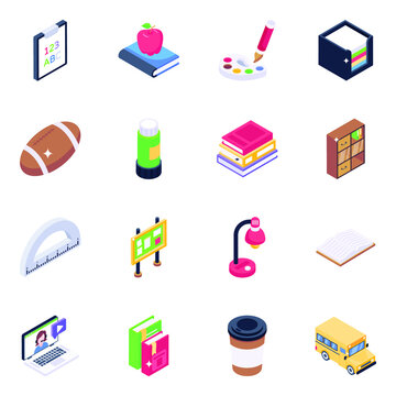 
Pack of Education and Learning in Isometric Icons
