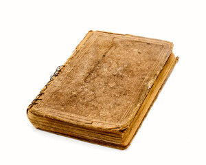 Old and tattered book on white