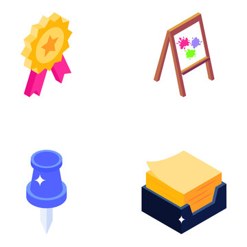 
Isometric Icons of School Related Items
