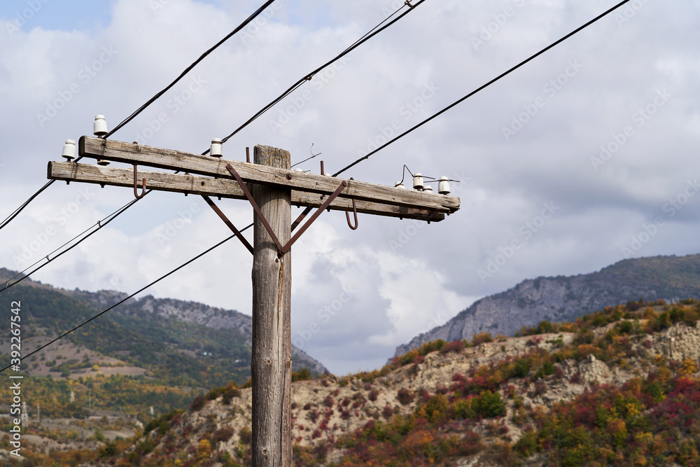 Wall mural power poles and power lines. electric pole