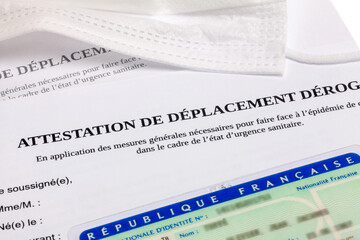 Confinement - Attestation de d&eacute;placement d&eacute;rogatoire - crise Covid-19