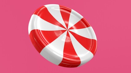 3d render candy lollipop white red