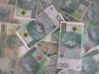 Polish Currency 100 Zloty Bills Cash Rotating