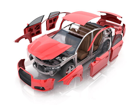 Transparent body car and interior parts