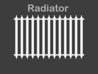 Rippenheizkörper vor dunkel grauem Hintergrund, Radiator 