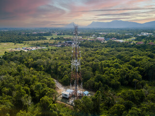 Obraz premium High angle view of tower on landscape against sky