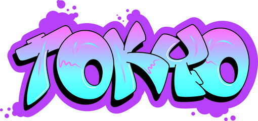 Vector Illustration Graffiti Font Lettering Tokyo City Logo Typography Isolated Elements White Background