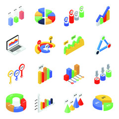 Isometric Icons of Graphs and Charts
