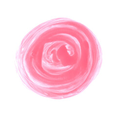 Hand drawn abstract rose flower. Watercolor round pink stroke.