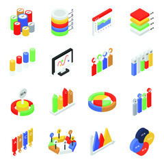 Isometric Icons of Graphs and Charts
