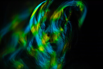 light painting portrait, new art direction, long exposure , light drawing at long exposure