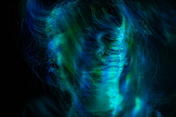 light painting portrait, new art direction, long exposure , light drawing at long exposure