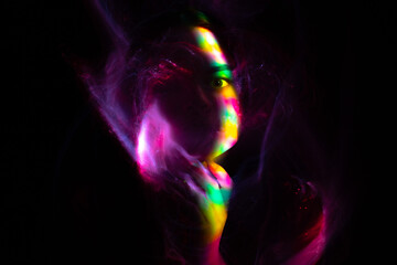 light painting portrait, new art direction, long exposure , light drawing at long exposure