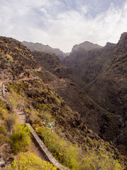 Steep pathways around the Berranco del inferior nature park, Adeje, Teneriffe, Spain