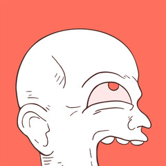 Funny bald man draw
