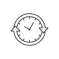 Round the clock line outline icon