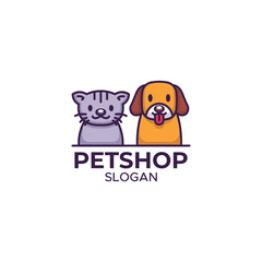 A Pet shop logo with a cute cat and dog character