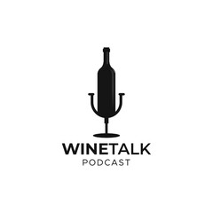Wine podcast logo design template