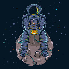 Illustration Astronaut gamer - obrazy, fototapety, plakaty