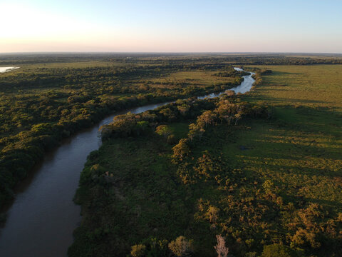 Aerial view of Rio Cuiaba, Pantanal, Mato Grosso, Brazil