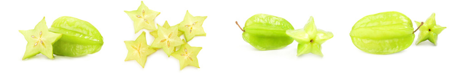 Collage of starfruit isolated on a white background cutout