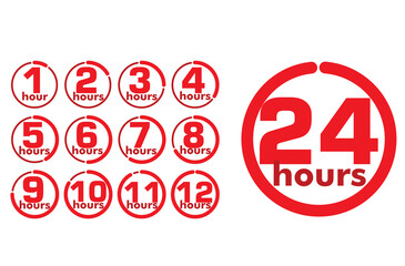 1 to 12 hours sign. vector