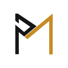 Initial letter mp or pm logo vector design template - obrazy, fototapety, plakaty