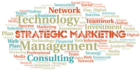 Strategic Marketing word cloud create with text only.