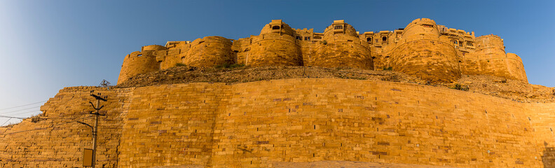 The panorama view looking up towards the old city in Jaisalmer, Rajasthan, India
