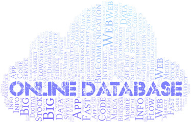 Obraz premium Online Database vector word cloud, made with text only.