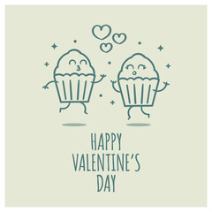 Cute Cupcakes In Love Valentine's Day Card	
