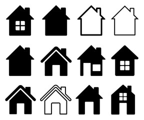 Home flat icon set vector illustration