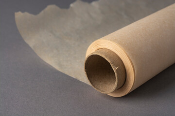 A roll of baking paper. Close-up.