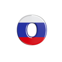 Russia letter O - Small 3d russian flag font - Suitable for Russia, communism or Moscow related subjects