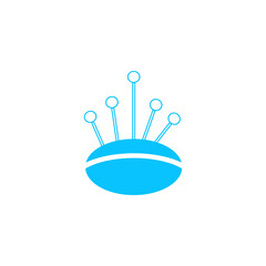 Pincushion with pins icon flat.