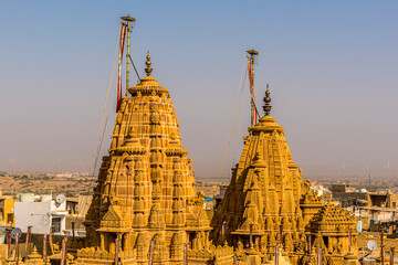A view past the rooftops of the old city in Jaisalmer, Rajasthan, India