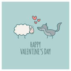 Couple Wolf And Sheep Happy Valentine's Day