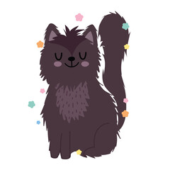 cat sitting pet cartoon animal stars white background